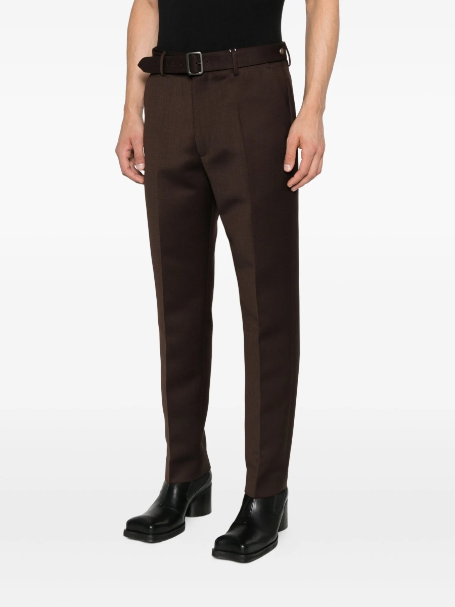 Pantaloni drepti MM6 Maison Margiela maro din lana si polyester - Img 3