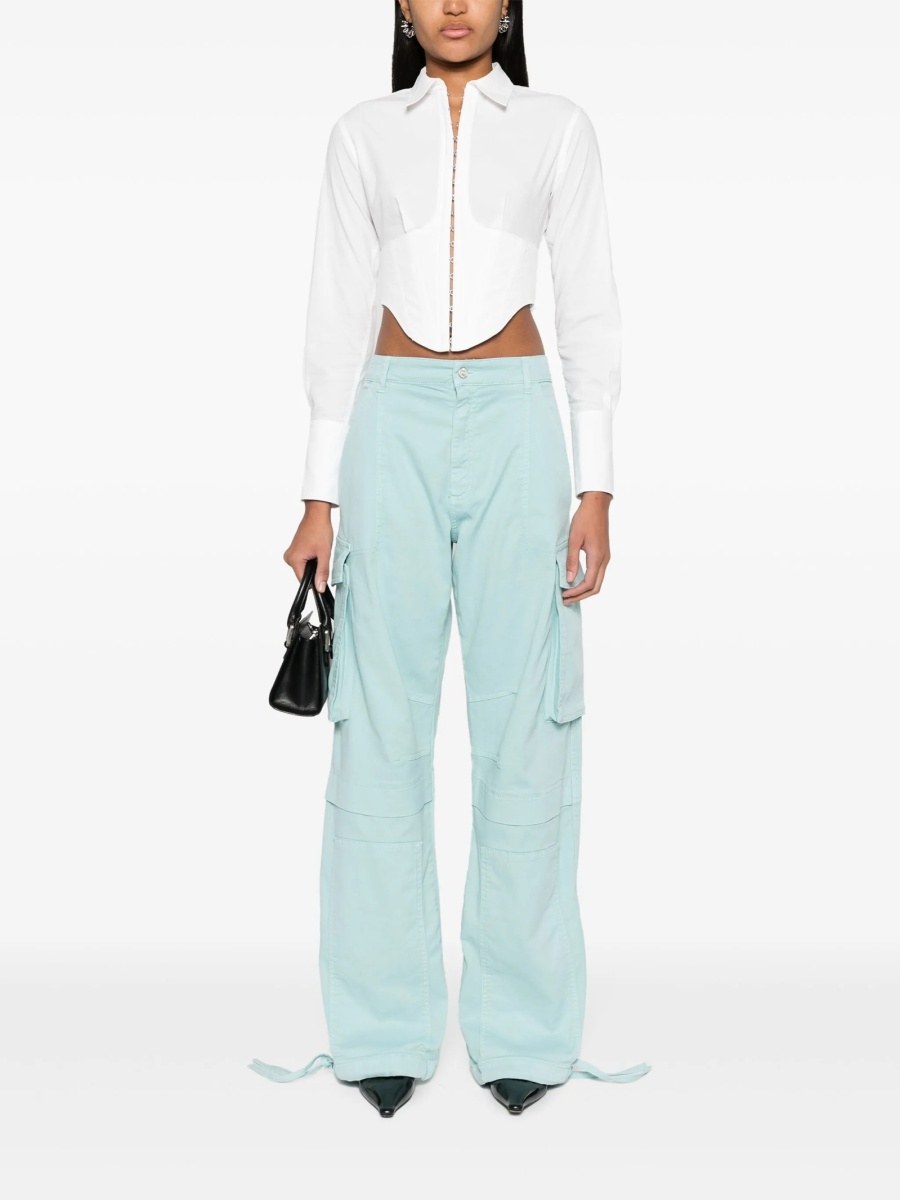Pantaloni drepti MOSCHINO JEANS albastri din bumbac si elastan - Img 2