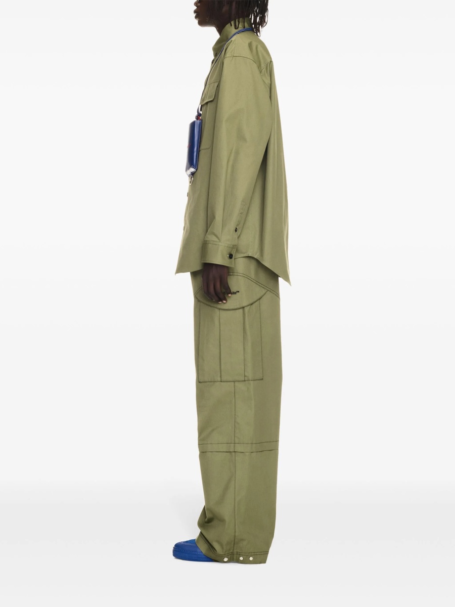 Pantaloni drepti Off-White verzi din bumbac organic - Img 3