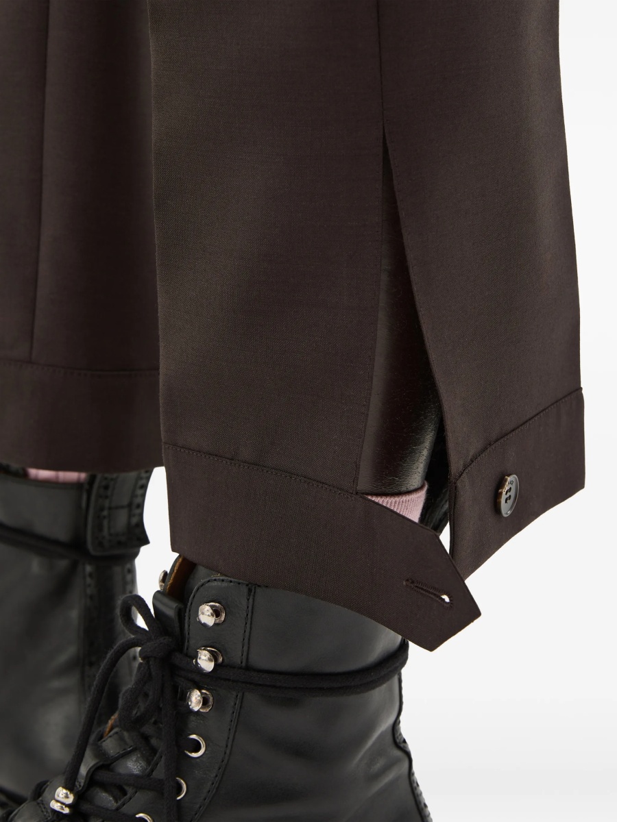 Pantaloni drepti Versace maro din mohair si lana - Img 4