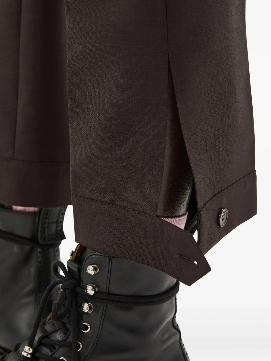 Pantaloni drepti Versace maro din mohair si lana - Img 4