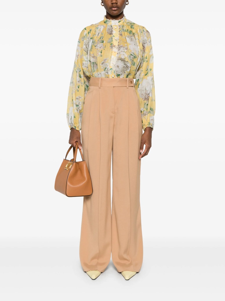 Pantaloni eleganti Alberta Ferretti neutri din acetat si vascoza - Img 2