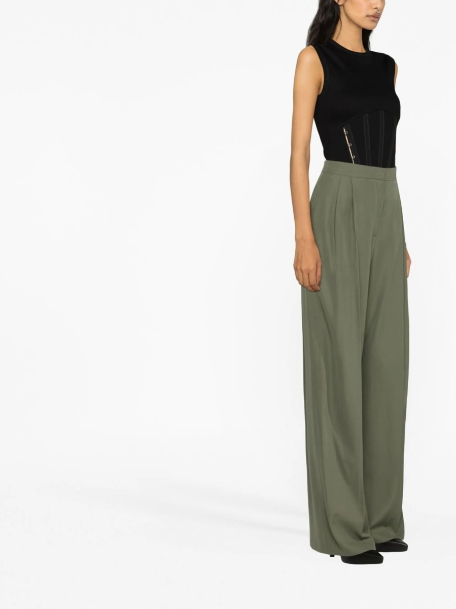 Pantaloni eleganti Alexander McQueen verzi din lana - Img 4