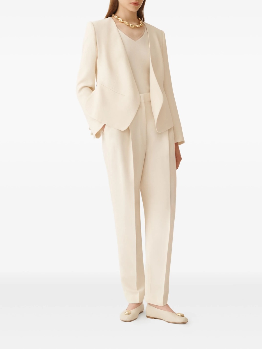 Pantaloni eleganti Fabiana Filippi albi din acetat si vascoza - Img 2