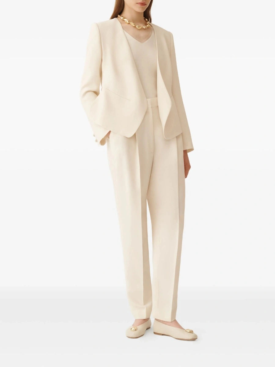 Pantaloni eleganti Fabiana Filippi albi din acetat si vascoza - Img 2