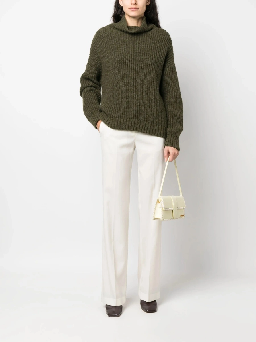 Pantaloni eleganti Fabiana Filippi albi din lana - Img 2