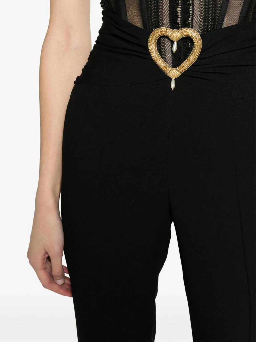 Pantaloni eleganti Moschino negri din acetat si vascoza - Img 5