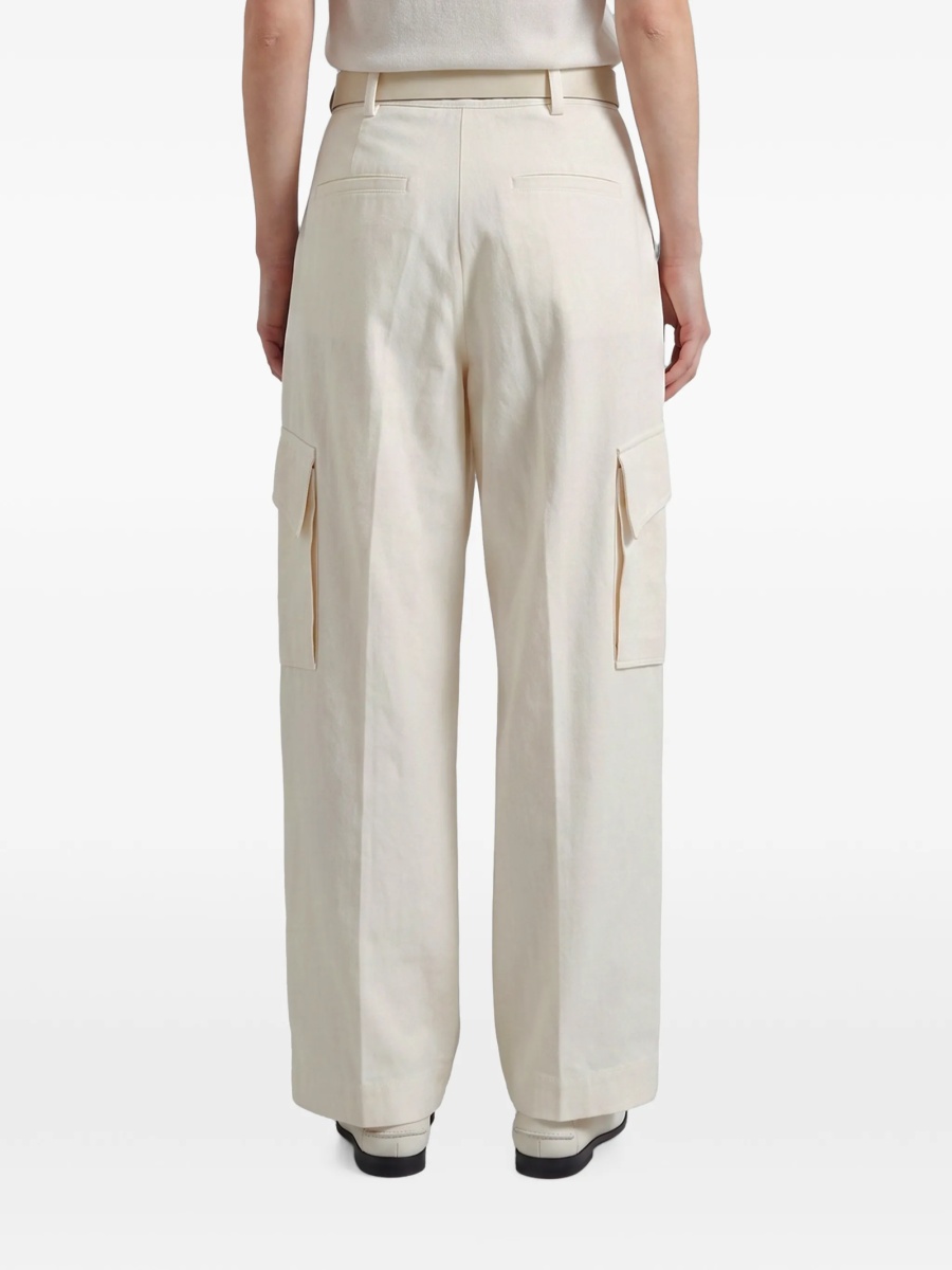 Pantaloni eleganti The Frankie Shop neutri din bumbac - Img 3