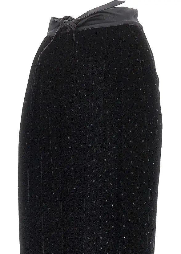 Pantaloni Emporio Armani negri din catifea si lurex - Img 2
