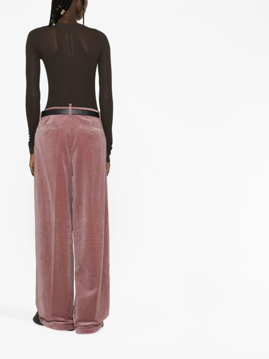 Pantaloni evazati DSQUARED2 roz din fibre metalice si bumbac - Img 3