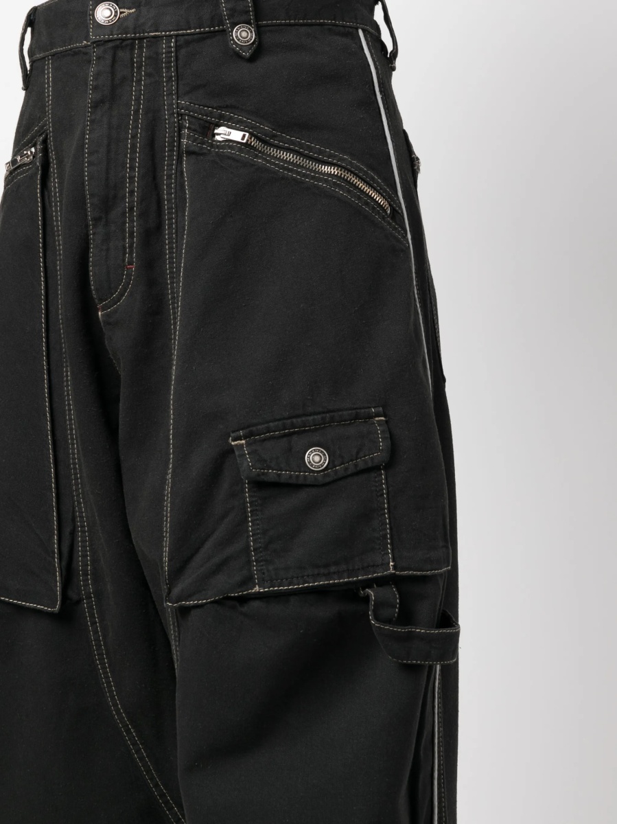 Pantaloni evazati Isabel Marant negri din bumbac si canepa - Img 5