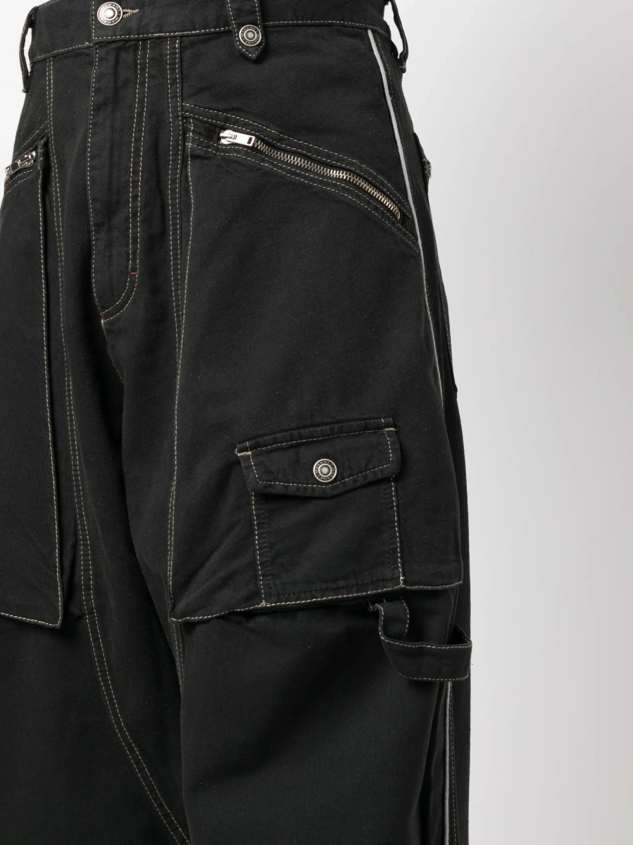 Pantaloni evazati Isabel Marant negri din bumbac si canepa - Img 5
