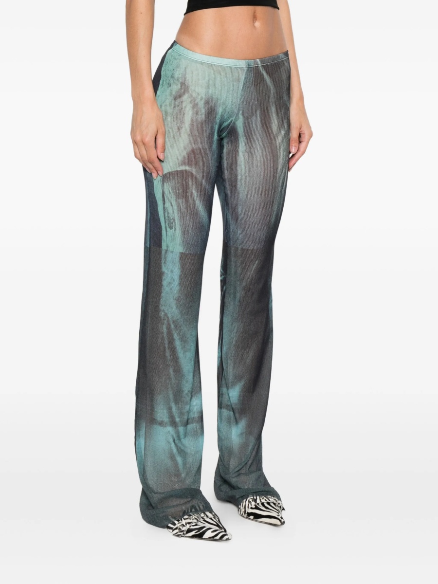 Pantaloni evazati Jean Paul Gaultier albastri din poliamida - Img 3