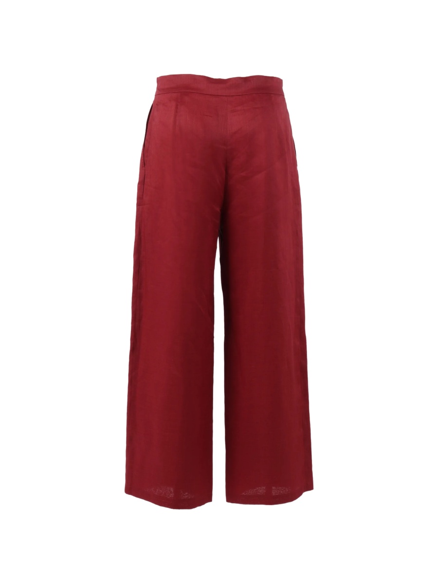 Pantaloni evazati MaxMara Studio rosii din ramie - Img 2