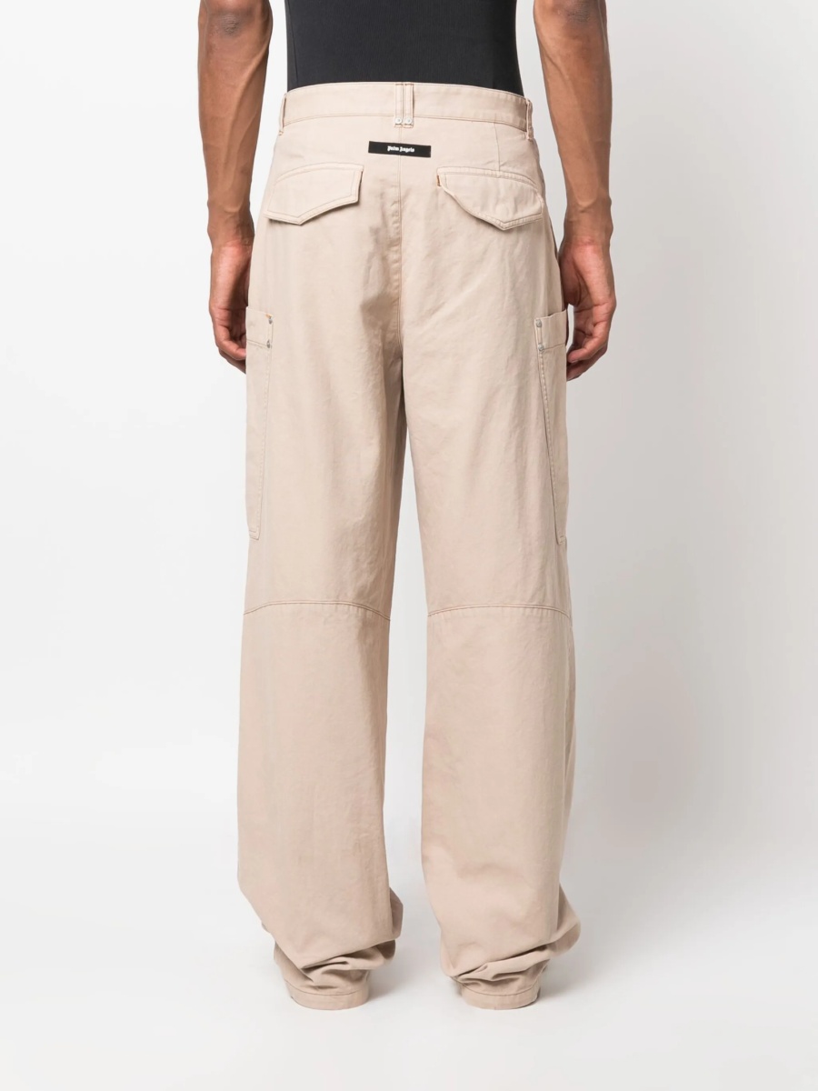 Pantaloni evazati Palm Angels neutri din bumbac - Img 4