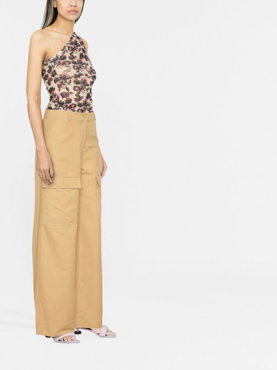 Pantaloni evazati Stella McCartney neutri din in si bumbac - Img 4