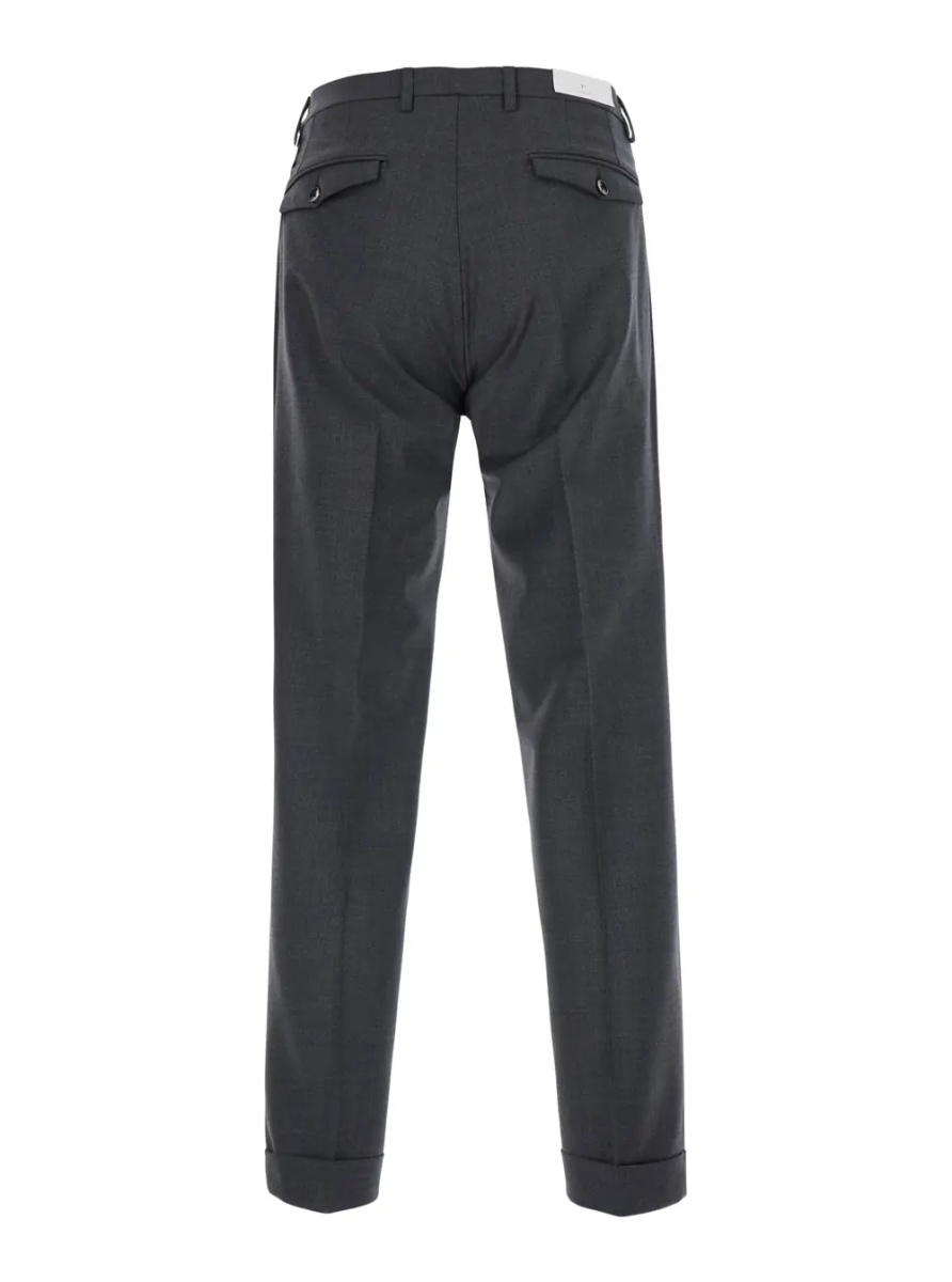 Pantaloni Gray Pants with Cuff Hem and Double Pleat on the Front in Wool Blend for Men - Img 2