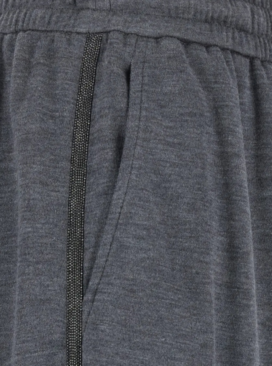 Pantaloni Gray Pants with elastic drawstring waist and Monil detail on the side in cotton blend for women - Img 3