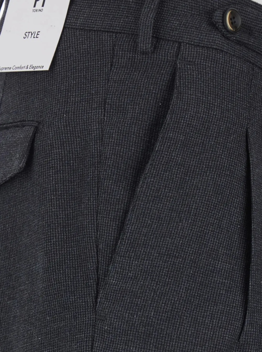 Pantaloni Grey Pants with Belt Loops and Front Pleats in Fabric for Men - Img 3