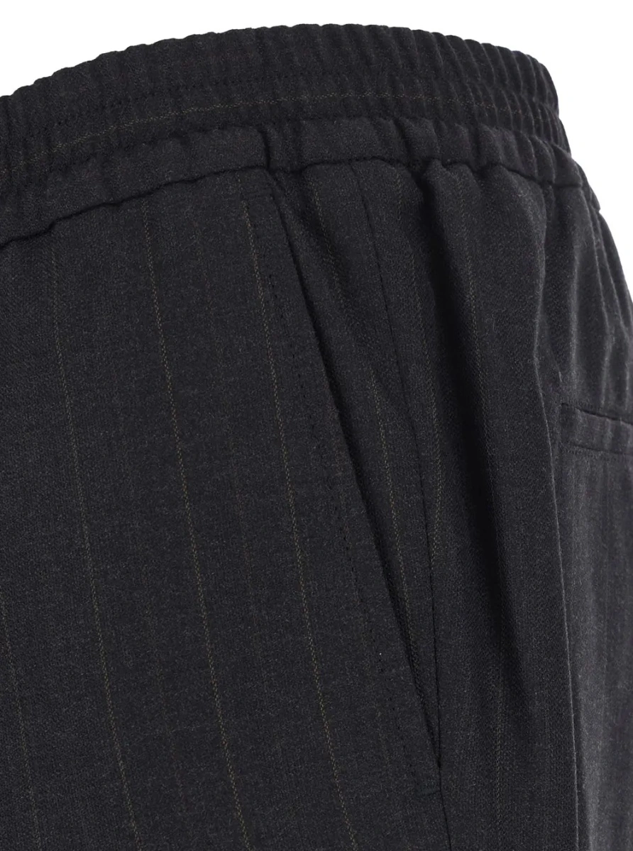 Pantaloni Grey pants with elasticated waist and all-over striped motif in cotton for men - Img 3