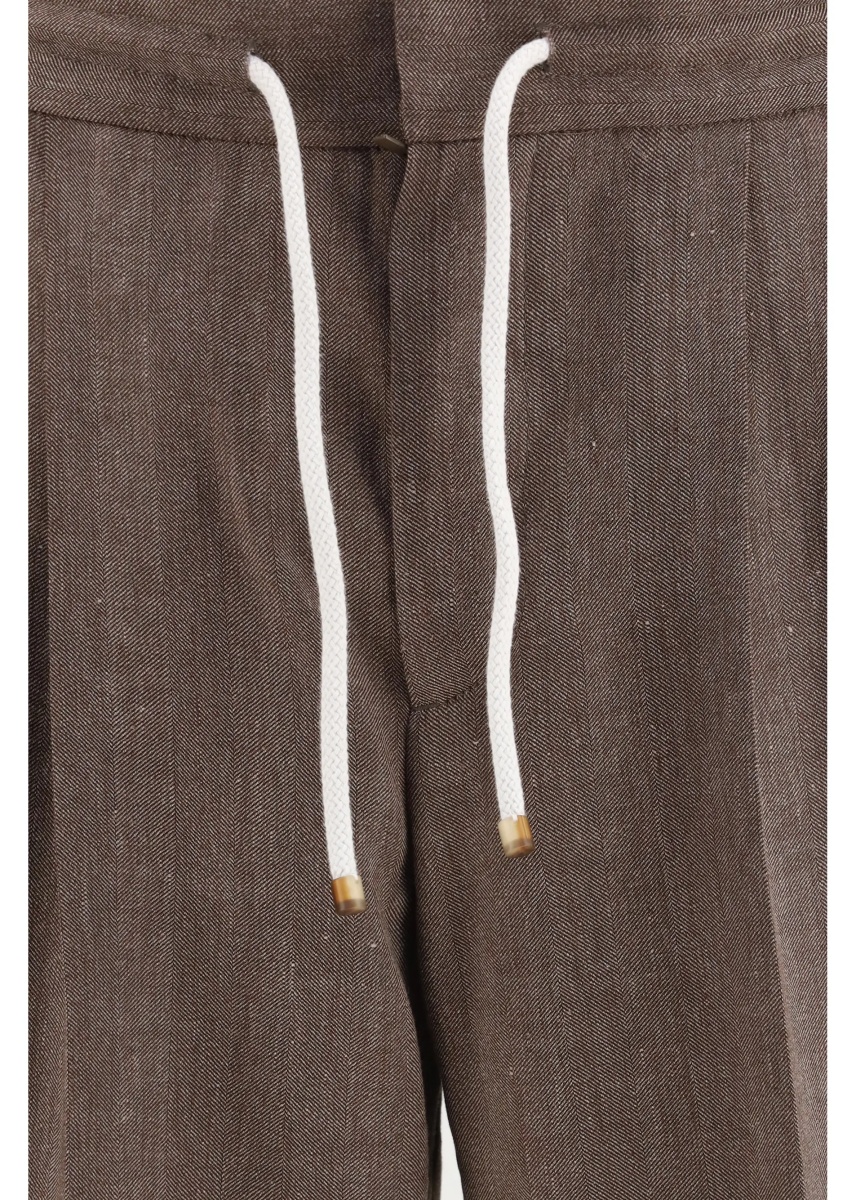 Pantaloni Herringbone linen and wool Pants - Img 3