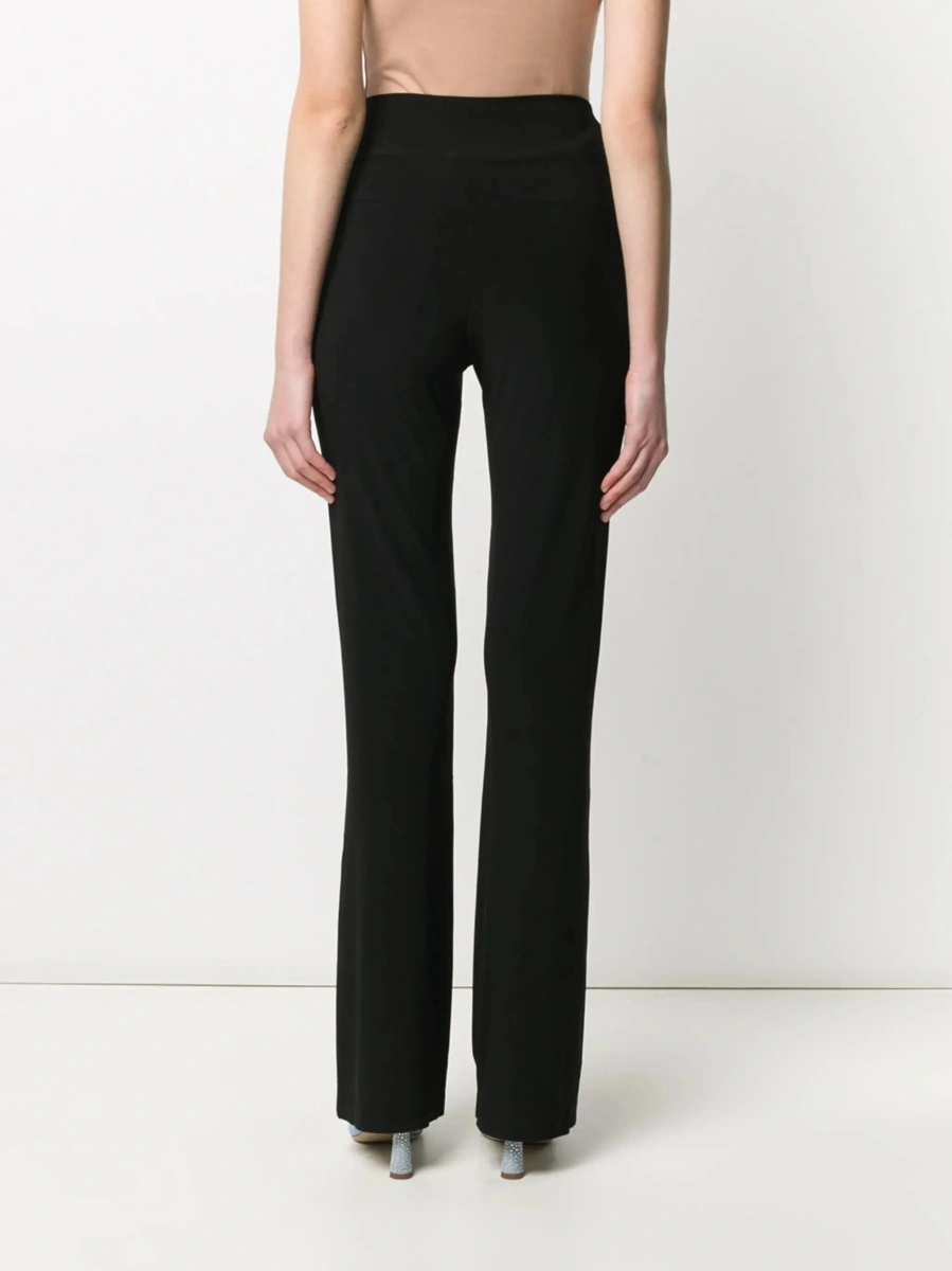 Pantaloni High-Waisted Boot Pants with Wide Leg in Black Tech Fabric for Women - Img 6