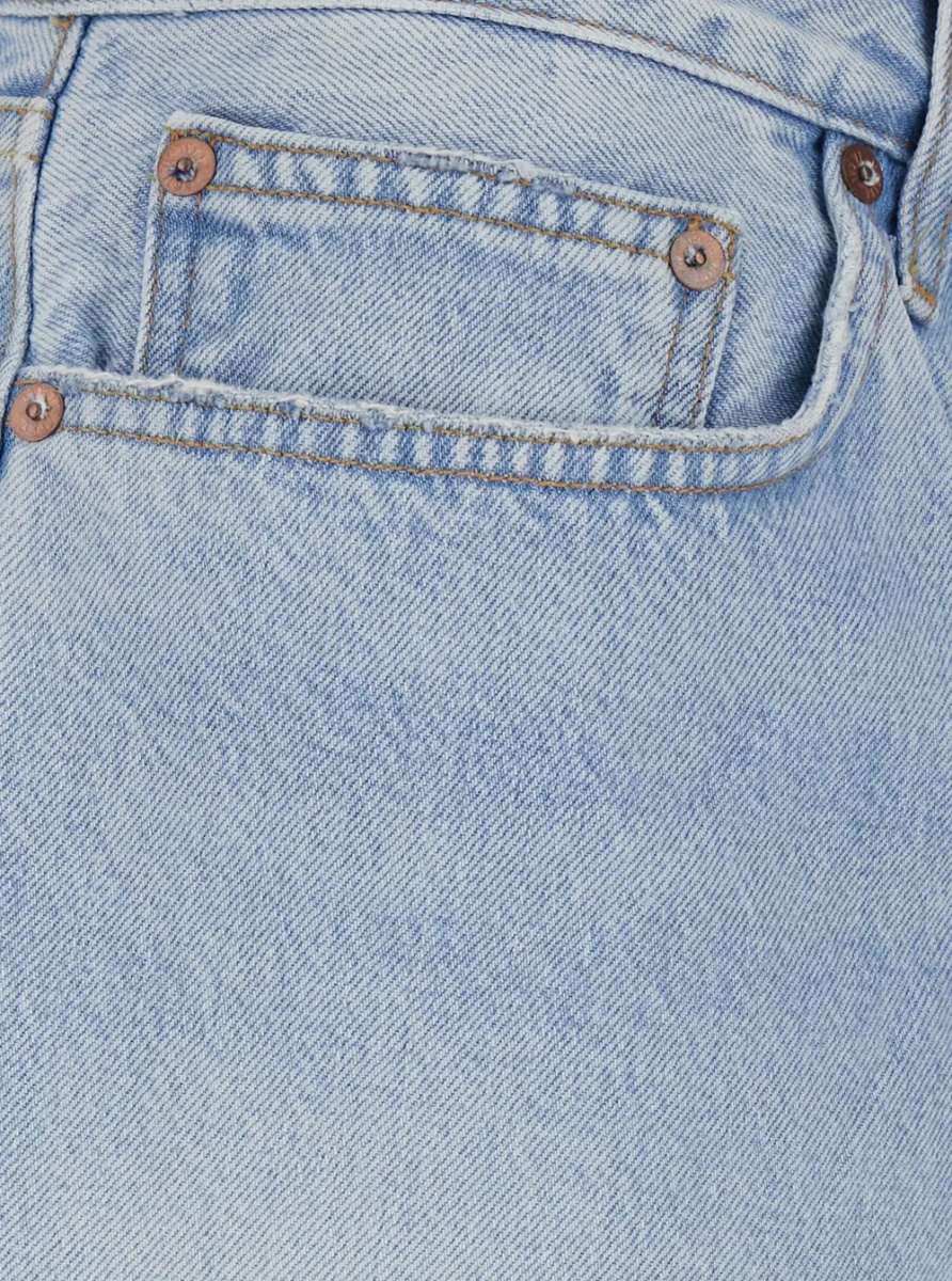 Pantaloni Light blue five-pocket Bermuda shorts with frayed hem for men - Img 3