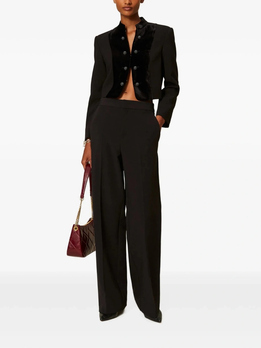 Pantaloni MADREPERL Pants with elegant details in Black Tech Fabric for women - Img 4