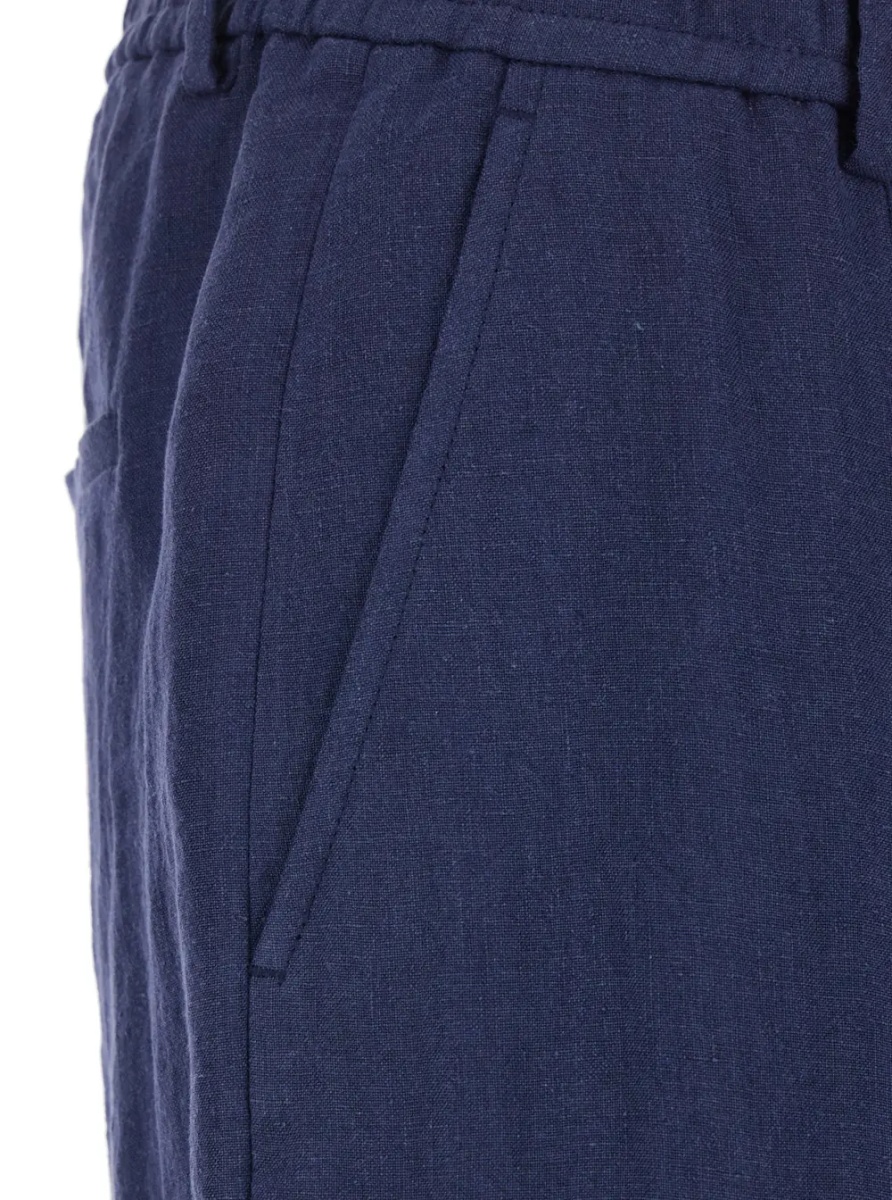 Pantaloni Men's Blue Straight-Leg Linen Trousers - Img 3