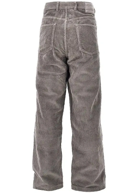 Pantaloni Mfpen gri din catifea reiata - Img 3