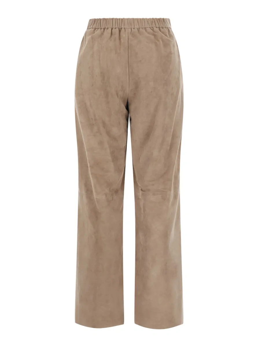 Pantaloni 'S MAXMARA trousers in lamb suede with beige suede leather fabric for women - Img 2