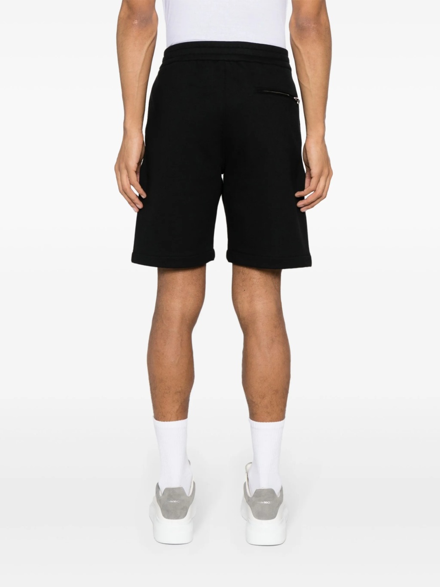 Pantaloni scurti Alexander McQueen negri din bumbac si vascoza - Img 4