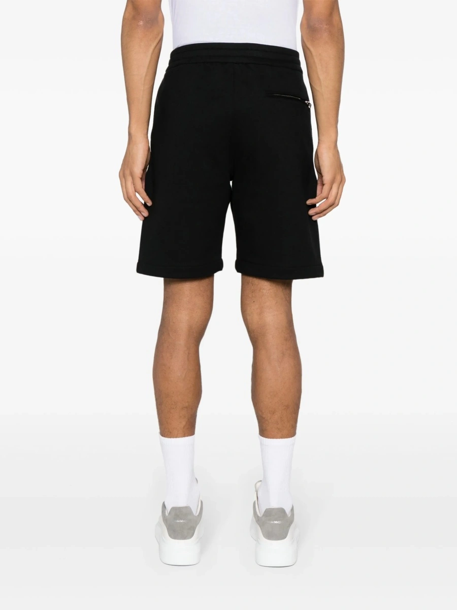 Pantaloni scurti Alexander McQueen negri din bumbac si vascoza - Img 4