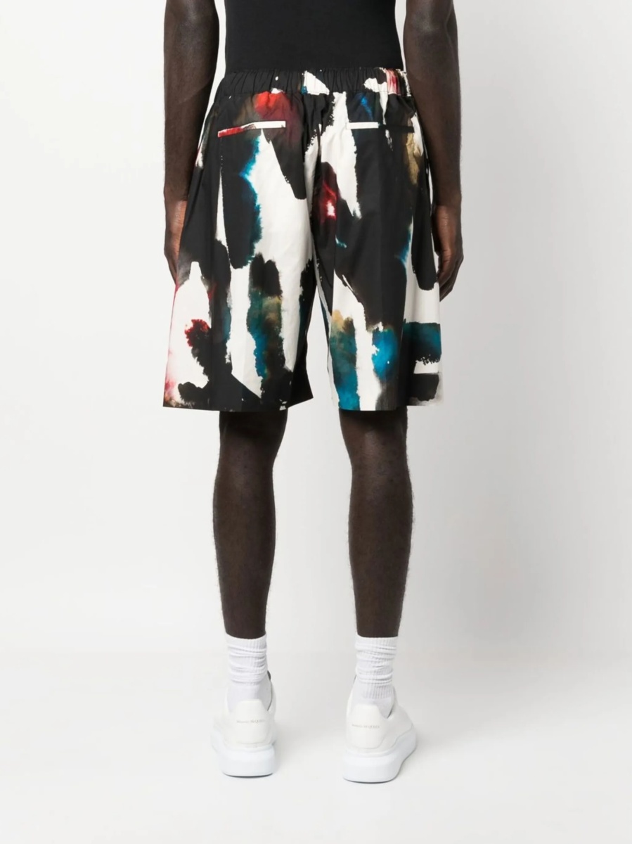 Pantaloni scurti Alexander McQueen negri din bumbac - Img 4