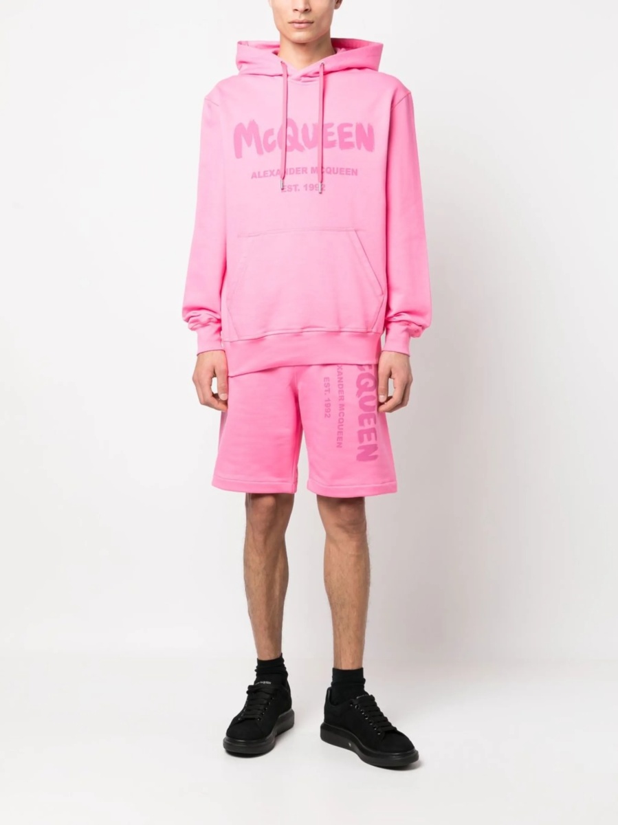Pantaloni scurti Alexander McQueen roz din bumbac - Img 2
