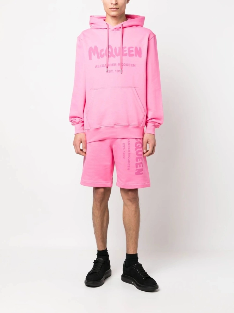 Pantaloni scurti Alexander McQueen roz din bumbac - Img 2
