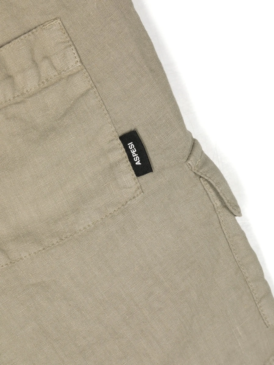 Pantaloni scurti Aspesi verzi din in - Img 3