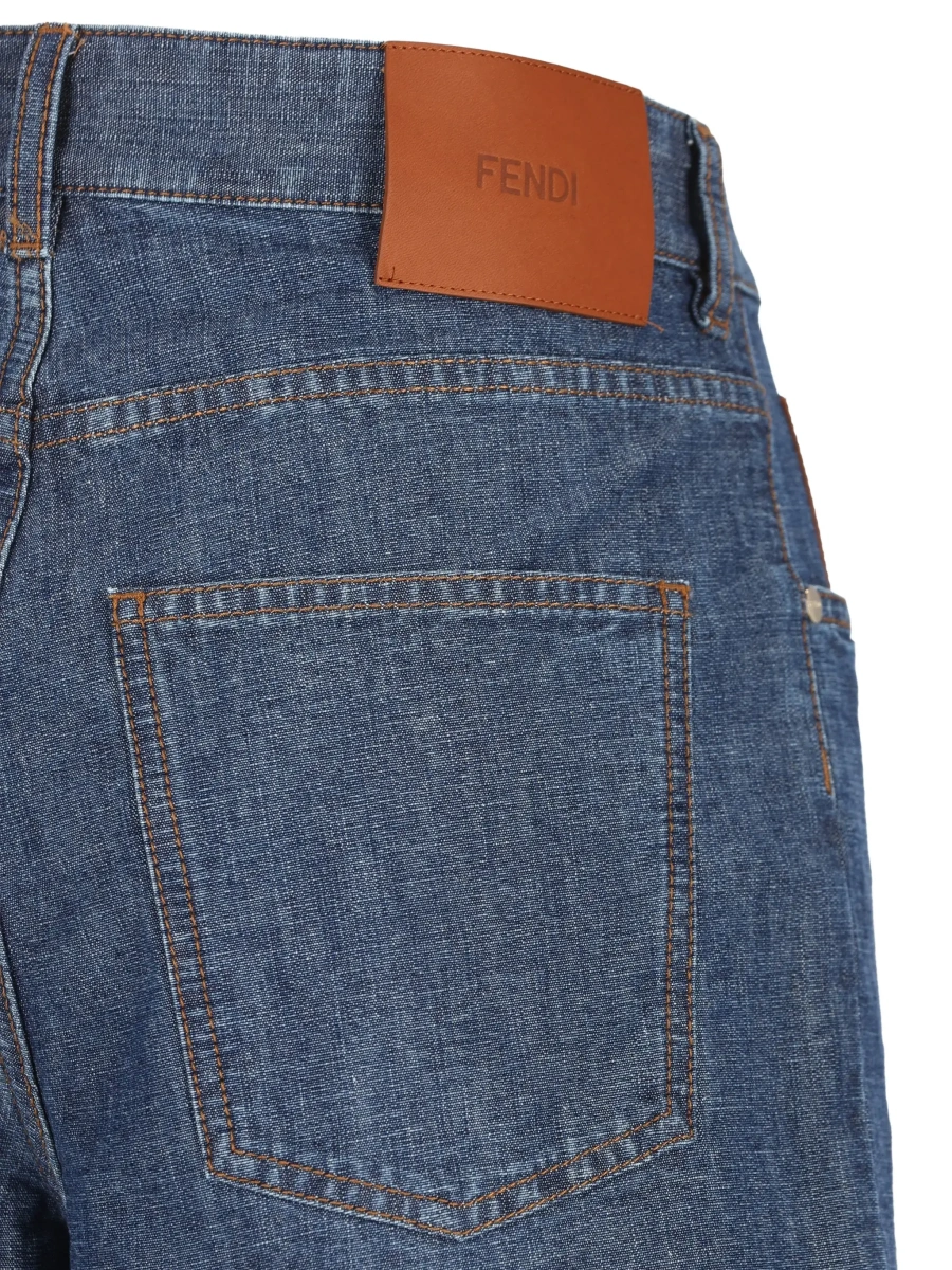 Pantaloni scurti Fendi albastri din denim - Img 6