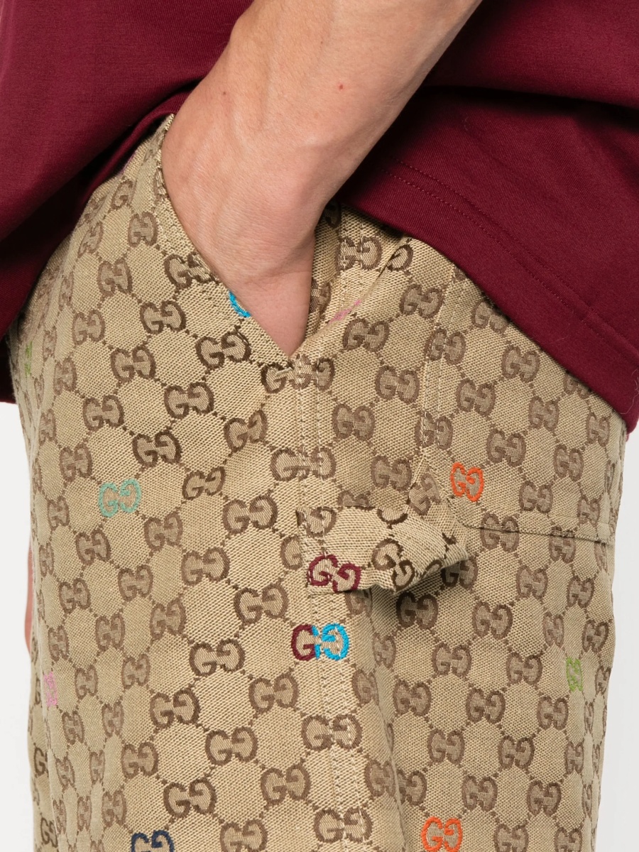Pantaloni scurti Gucci neutri din polyester si bumbac - Img 5
