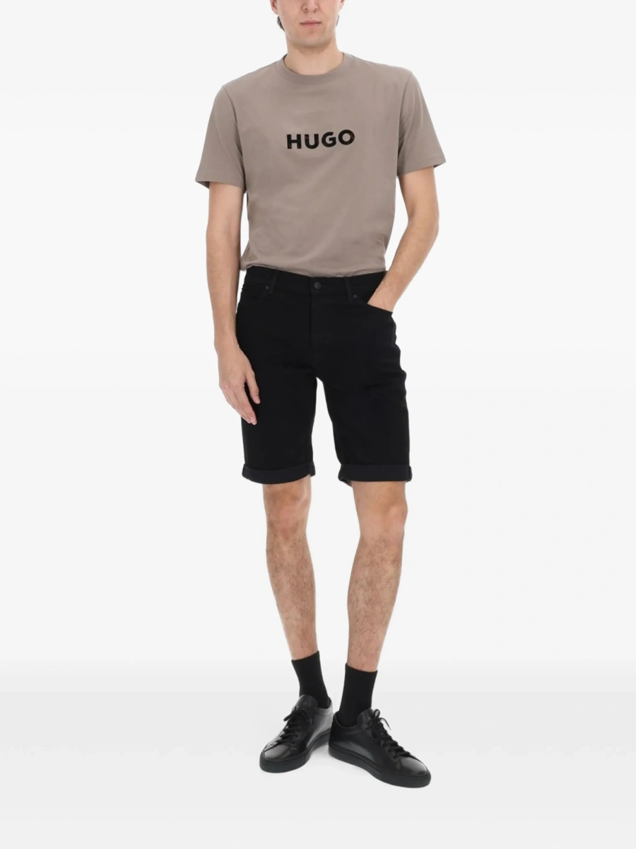 Pantaloni scurti Hugo Boss negri din elastan si bumbac - Img 2