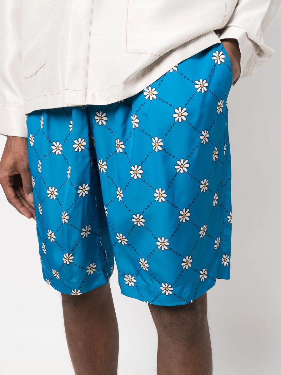 Pantaloni scurti Marni albastri din vascoza - Img 5