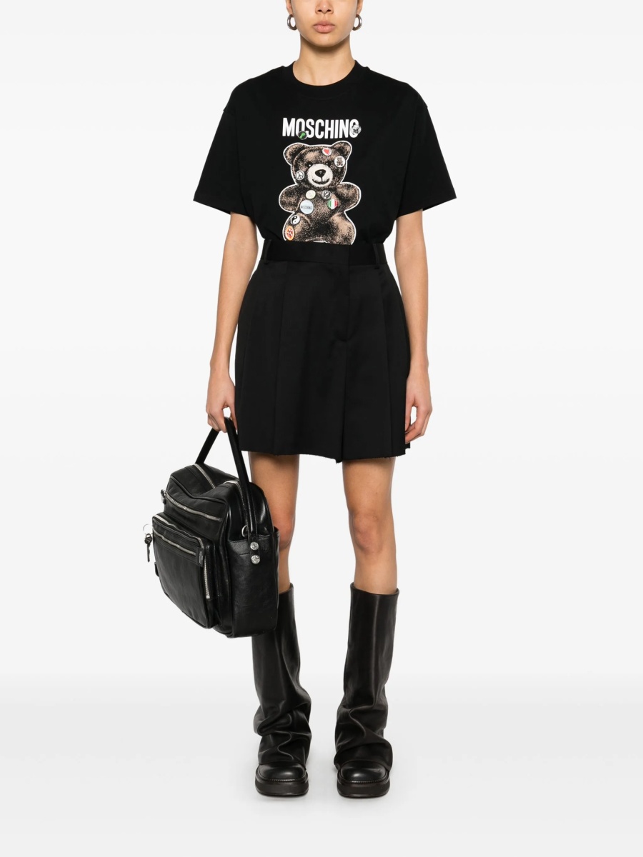 Pantaloni scurti Moschino negri din lana - Img 2