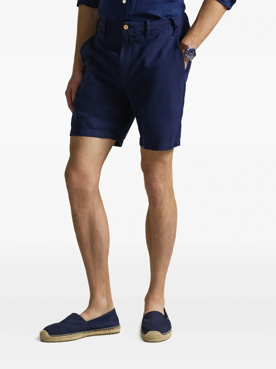 Pantaloni scurti Ralph Lauren albastri din in si bumbac - Img 5