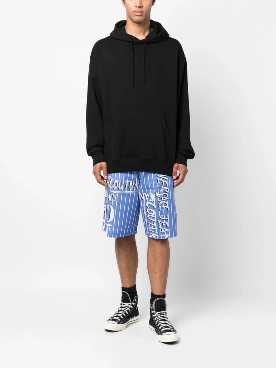 Pantaloni scurti Versace Jeans Couture albastri din bumbac - Img 2