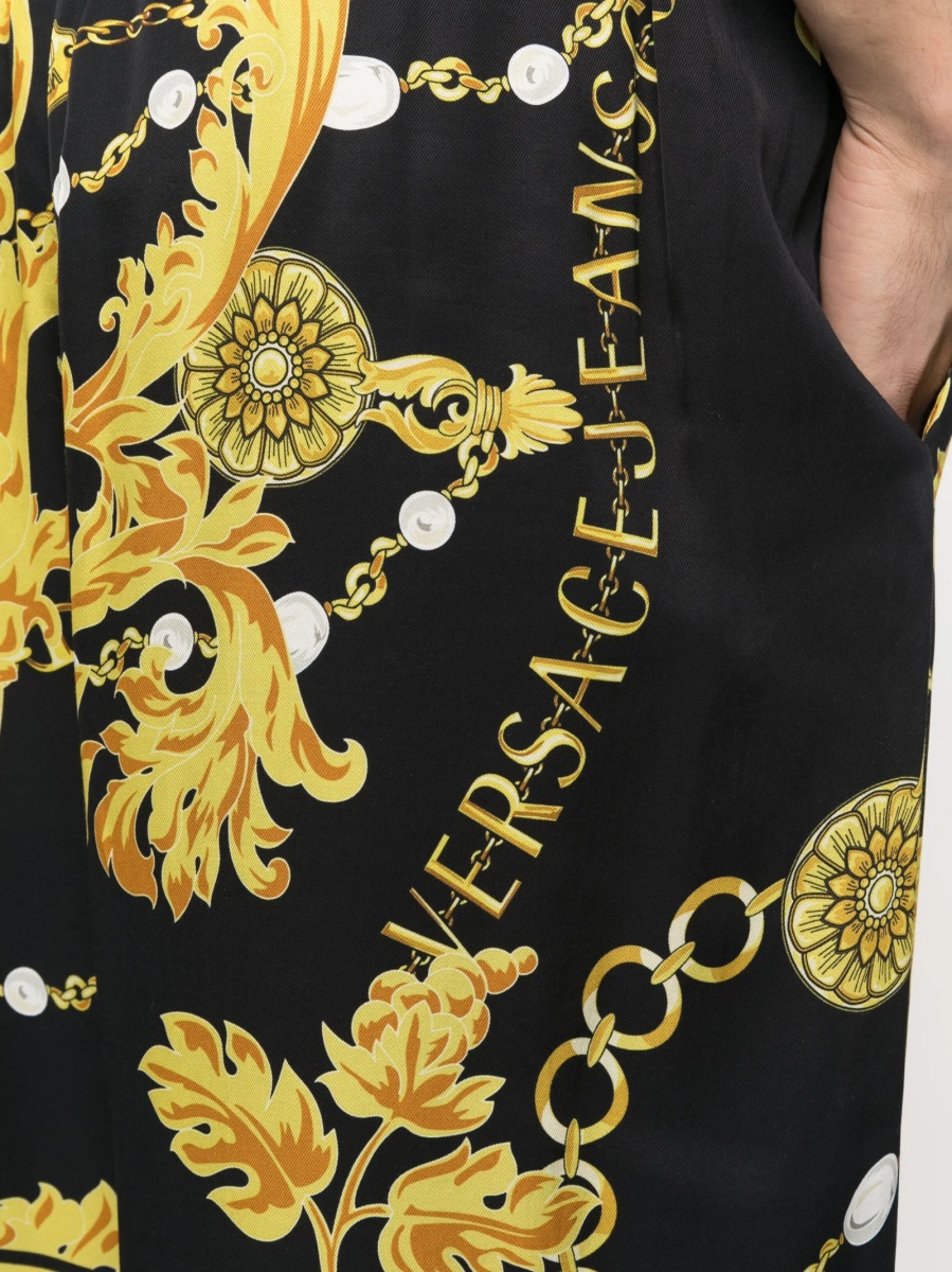 Pantaloni scurti Versace Jeans Couture negri din vascoza - Img 5