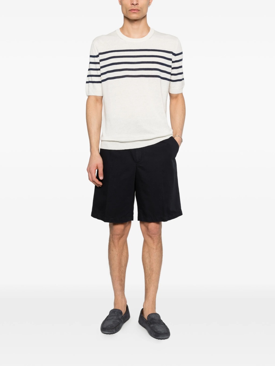Pantaloni scurti ZEGNA albastri din bumbac si in - Img 2