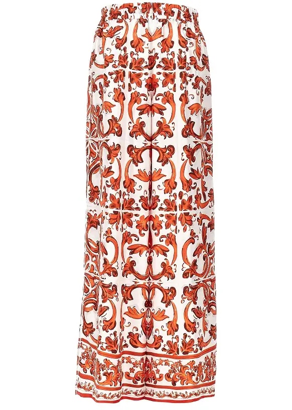 Pantaloni Silk pants with Maiolica print - Img 3