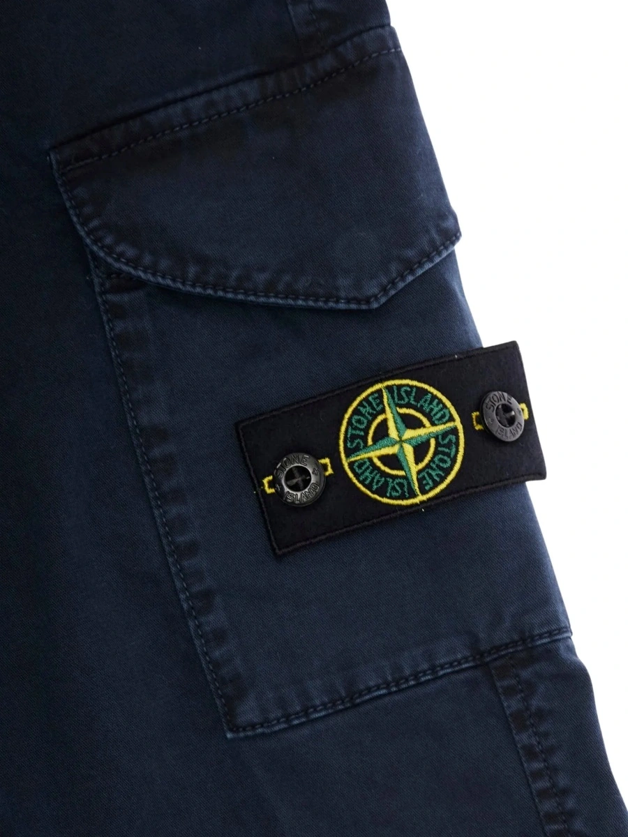 Pantaloni Stone Island albastri din bumbac - Img 5