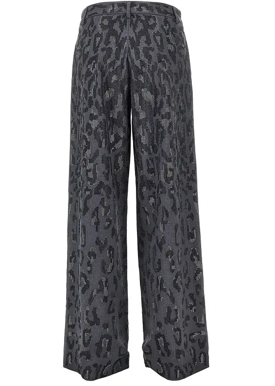 Pantaloni Strass-embellished leopard wide leg pants - Img 3