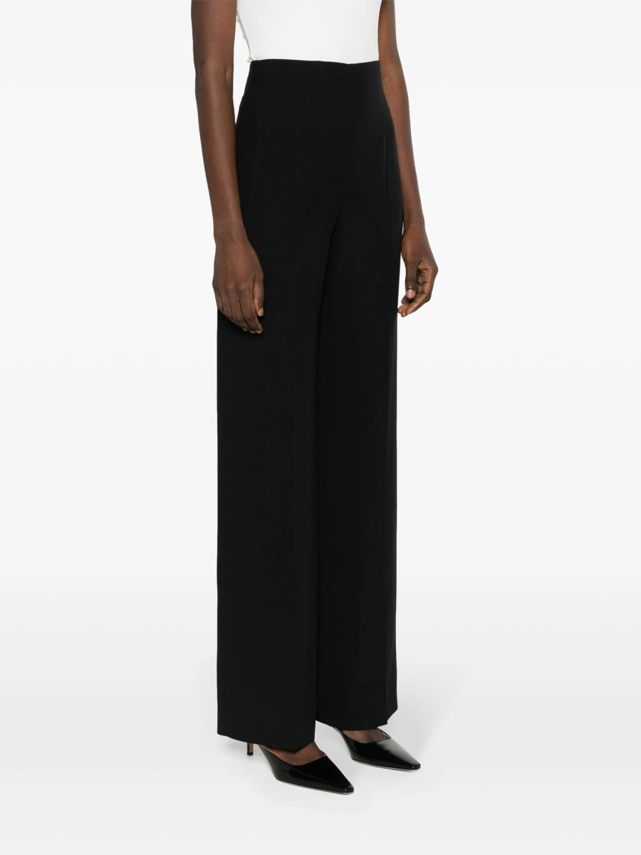 Pantaloni talie inalta Alberta Ferretti negri din vascoza si acetat - Img 3